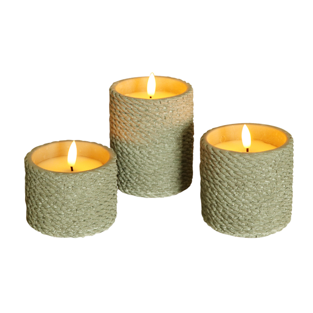 LED válcový cement 3d wick wax svíčka